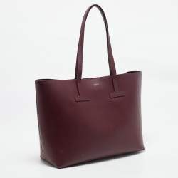 Tom Ford Burgundy Leather Small T Tote