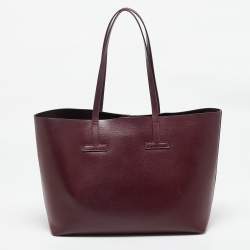 Tom Ford Burgundy Leather Small T Tote