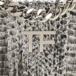 Tom Ford Silver Python TF Logo Flap Shoulder Bag