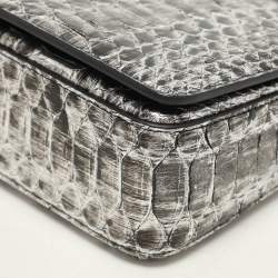 Tom Ford Silver Python TF Logo Flap Shoulder Bag