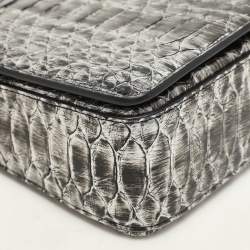 Tom Ford Silver Python TF Logo Flap Shoulder Bag