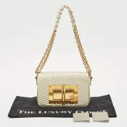 Tom Ford White Python Medium Natalia Shoulder Bag