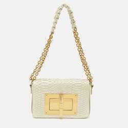 Tom Ford White Python Medium Natalia Shoulder Bag