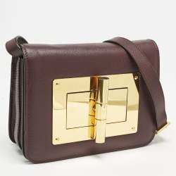 Tom Ford Burgundy Leather Small Natalia Crossbody Bag