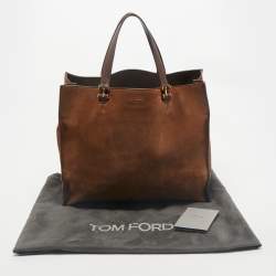 Tom Ford Two Tone Brown Suede Tote