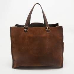 Tom Ford Two Tone Brown Suede Tote