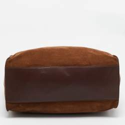 Tom Ford Two Tone Brown Suede Tote