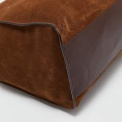 Tom Ford Two Tone Brown Suede Tote