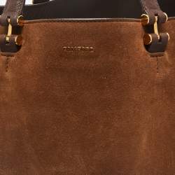 Tom Ford Two Tone Brown Suede Tote
