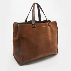 Tom Ford Two Tone Brown Suede Tote