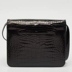 Tom Ford Black Shine Alligator Large Natalia Shoulder Bag