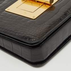 Tom Ford Black Shine Alligator Large Natalia Shoulder Bag