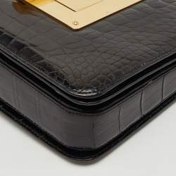 Tom Ford Black Shine Alligator Large Natalia Shoulder Bag