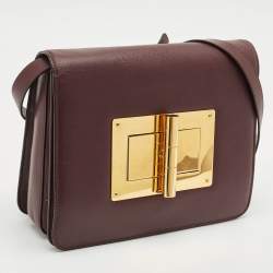 Tom Ford Burgundy Leather Large Natalia Shoulder Bag