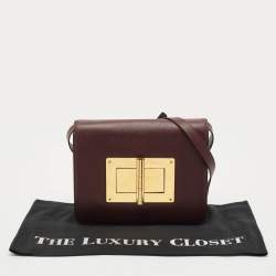 Tom Ford Burgundy Leather Large Natalia Shoulder Bag
