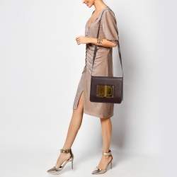 Tom Ford Burgundy Leather Large Natalia Shoulder Bag