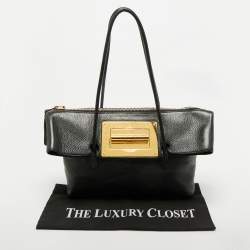 Pre Owned Tom Ford Black Leather Natalia Flap Tote