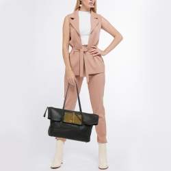 Pre Owned Tom Ford Black Leather Natalia Flap Tote