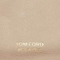 Pre Owned Tom Ford Beige Leather Turnlock Compact Wallet