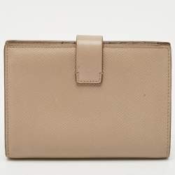 Pre Owned Tom Ford Beige Leather Turnlock Compact Wallet