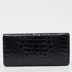 Pre Owned Tom Ford Black Croc Embossed Leather Whitney Shoulder Bag