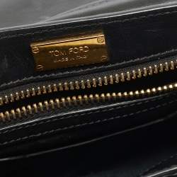 مملوكة مسبقًا حقيبة كتف توم فورد "ليونيكا" قفل صغيرة جلد ثعبان أسود