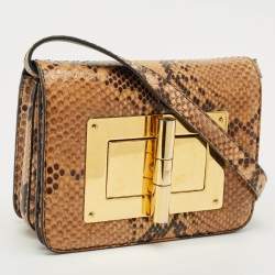 Pre Owned Tom Ford Brown Python Small Natalia Crossbody Bag