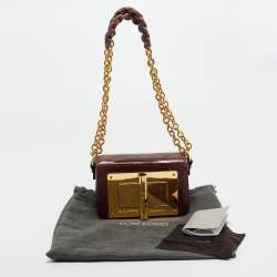Pre Owned Tom Ford Burgundy Lizard Natalia Chain Shoulder Bag