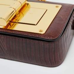 Pre Owned Tom Ford Burgundy Lizard Natalia Chain Shoulder Bag