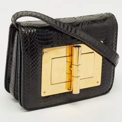 Pre Owned Tom Ford Black Watersnake Leather Small Natalia Crossbody Bag