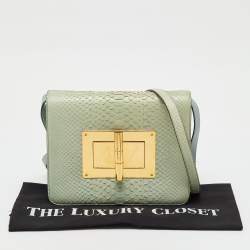 Pre Owned Tom Ford Mint Green Python Large Natalia Shoulder Bag