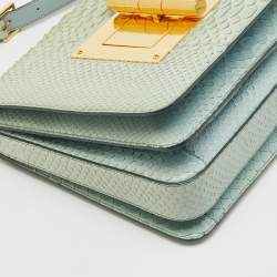 Pre Owned Tom Ford Mint Green Python Large Natalia Shoulder Bag