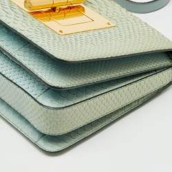 Pre Owned Tom Ford Mint Green Python Large Natalia Shoulder Bag
