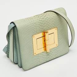 Pre Owned Tom Ford Mint Green Python Large Natalia Shoulder Bag