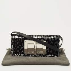 Pre Owned Tom Ford Black/Silver Leopard Print Sequins and Leather Natalia Long Clutch Bag