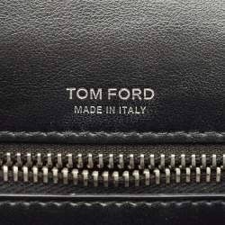 Pre Owned Tom Ford Black/Silver Leopard Print Sequins and Leather Natalia Long Clutch Bag