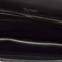 Pre Owned Tom Ford Black/Silver Leopard Print Sequins and Leather Natalia Long Clutch Bag