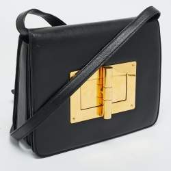 Pre Owned Tom Ford Black Leather Large Natalia Shoulder Bag