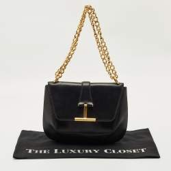 Pre Owned Tom Ford Black Leather Tara Chain Shoulder Bag