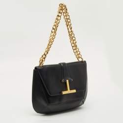 Pre Owned Tom Ford Black Leather Tara Chain Shoulder Bag