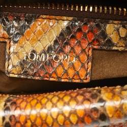 Pre Owned Tom Ford Orange/Cream Python Carine Shoulder Bag
