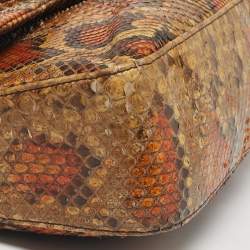 Pre Owned Tom Ford Orange/Cream Python Carine Shoulder Bag