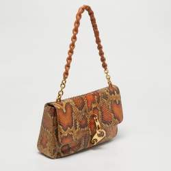 Pre Owned Tom Ford Orange/Cream Python Carine Shoulder Bag