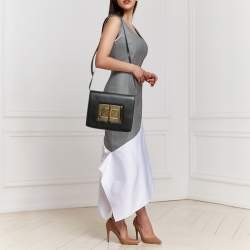 Pre Owned Tom Ford Black Leather Large Natalia Shoulder Bag