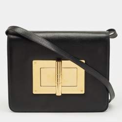 Pre Owned Tom Ford Black Leather Large Natalia Shoulder Bag