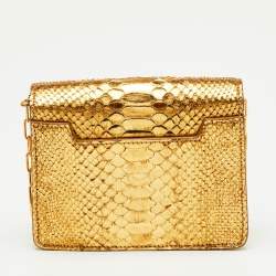 مملوكة مسبقًا حقيبة كروس توم فورد ناتاليا بايثون ذهبي ميتاليك سلسلة