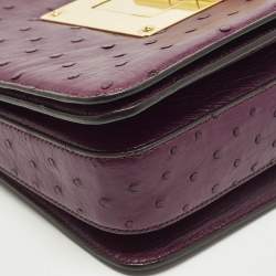 مملوكة مسبقًا Tom Ford Natalia Large Purple Ostrich Shoulder Bag