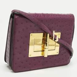 مملوكة مسبقًا Tom Ford Natalia Large Purple Ostrich Shoulder Bag