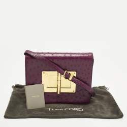 مملوكة مسبقًا Tom Ford Natalia Large Purple Ostrich Shoulder Bag