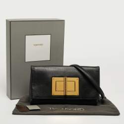 مملوكة مسبقًا Tom Ford Natalia Convertible Black Leather Clutch